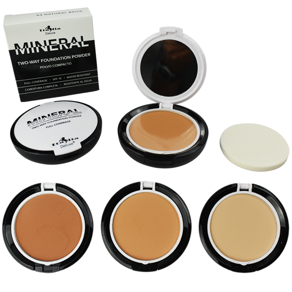 Polvo compacto Mineral tonos surtidos a prueba de agua ITALIA DELUXE CAJA NEGRA Y BLANCO