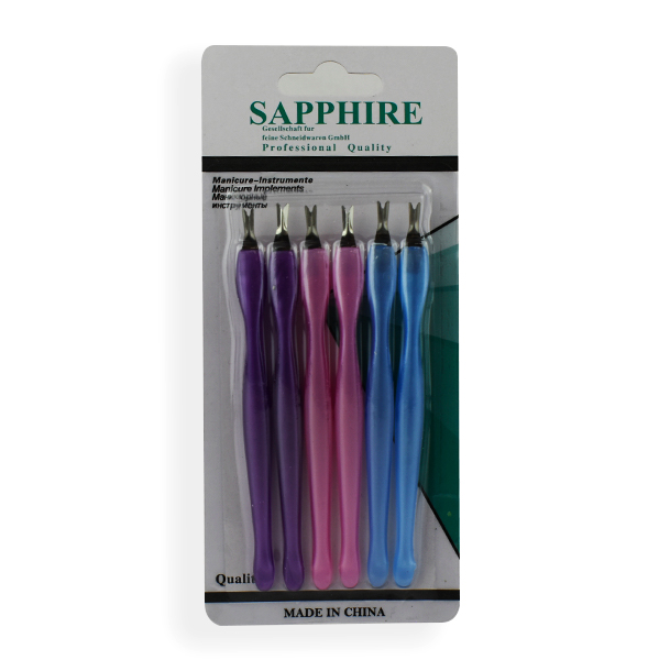 Set de 6 removedores de cuticula colores surtidos SAPPHIRE