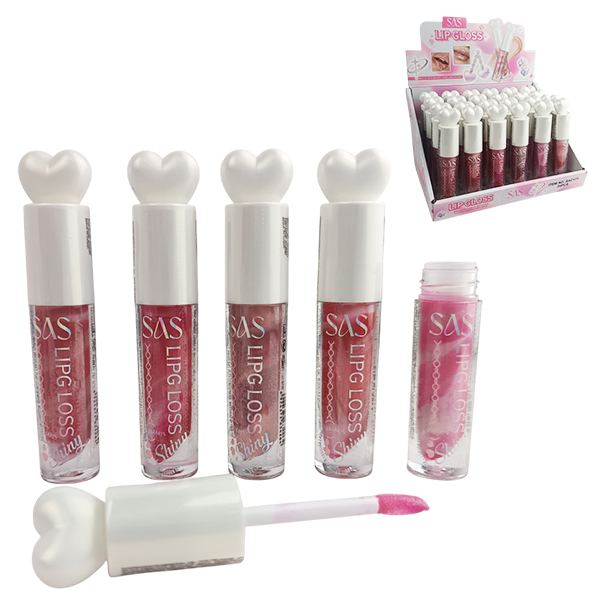 Lip Gloss marmoleado tonos surtidos en presentación de Corazón de SAS