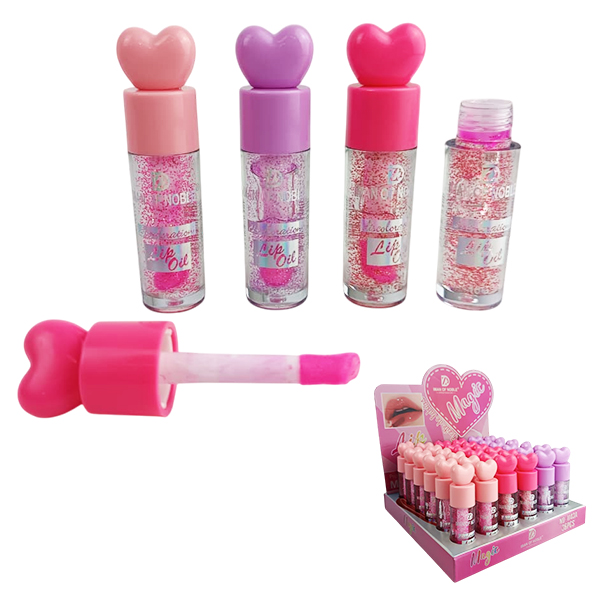 Gloss Magico con tapa de Corazon con tonos surtidos con gliter de IMAN OF NOBLE