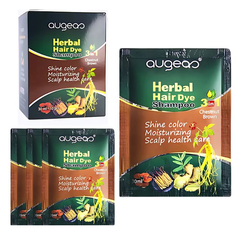Caja de 10 unidades Shampoo Herbal Hair de Augea Chestnut Brown
