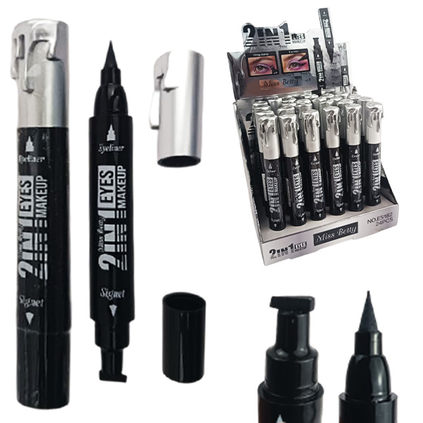 Delineador para ojos de 2 puntas con sello color negro de Miss Betty