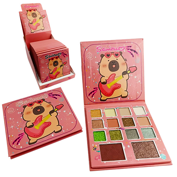 Paleta de sombras de 15 colores con diseño de Capibara ¨con guitarra de Sairio