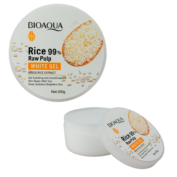 Gel hidratante con pulpa de arroz presentacion en tarro BIOAQUA 300G.