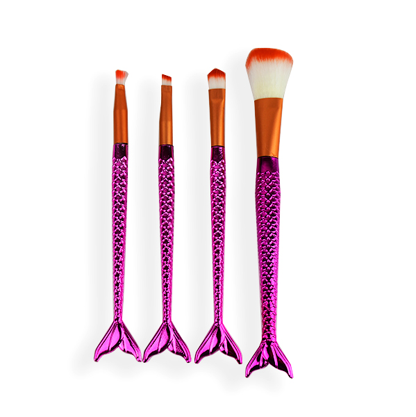 Kit de brochas con cola de sirena 4u colores tornasol