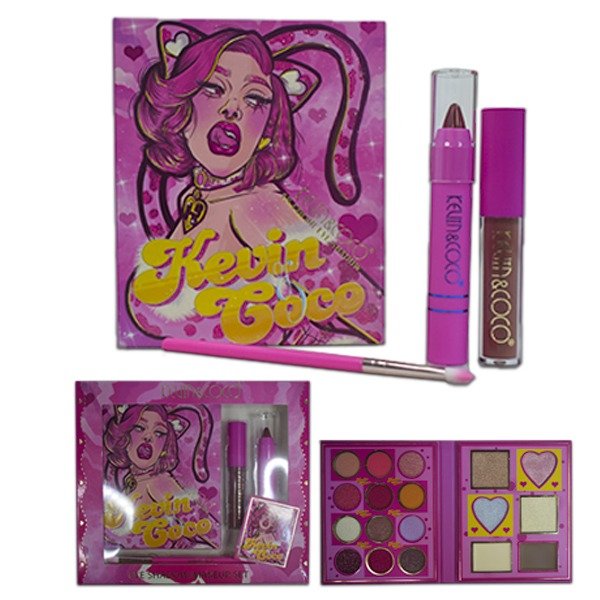 Kit de Sombras de 18 colores y labiales mas brocha Kevin &amp; Coco