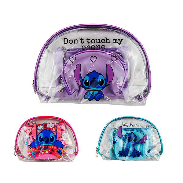 Cosmetiquera transparente de 3 piezas de Stitch