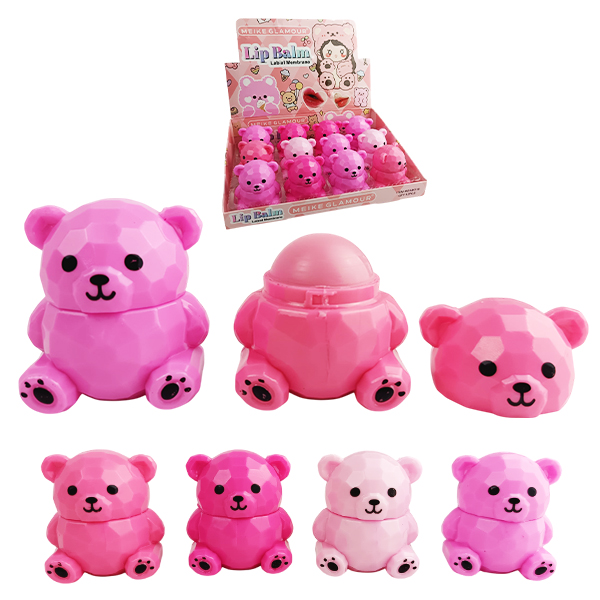 Balsamo para labios presentación de Osos tonos Rosados de Meike Glamour