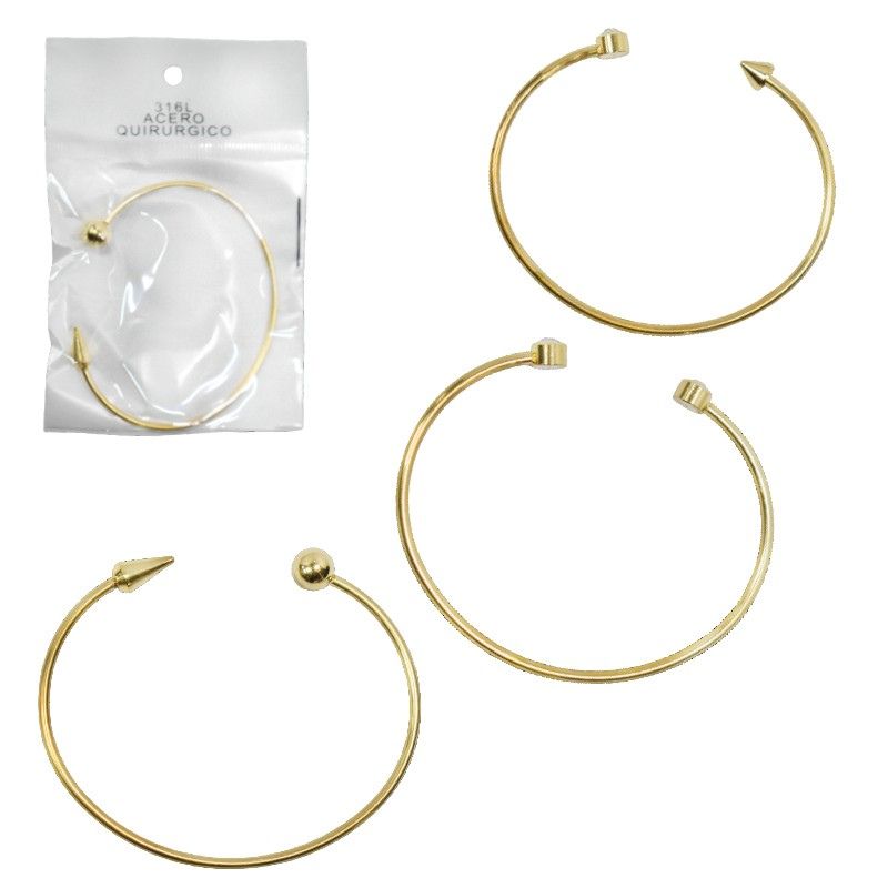 Pulseras Sencillas en Color Dorado de Acero Quirurgico