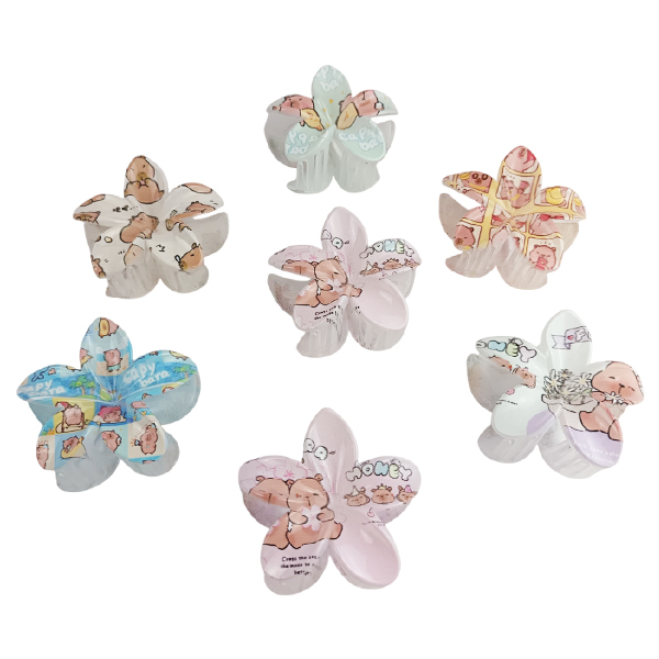 Ganchos para Cabello con Diseños de Flores con Estampados Surtidos