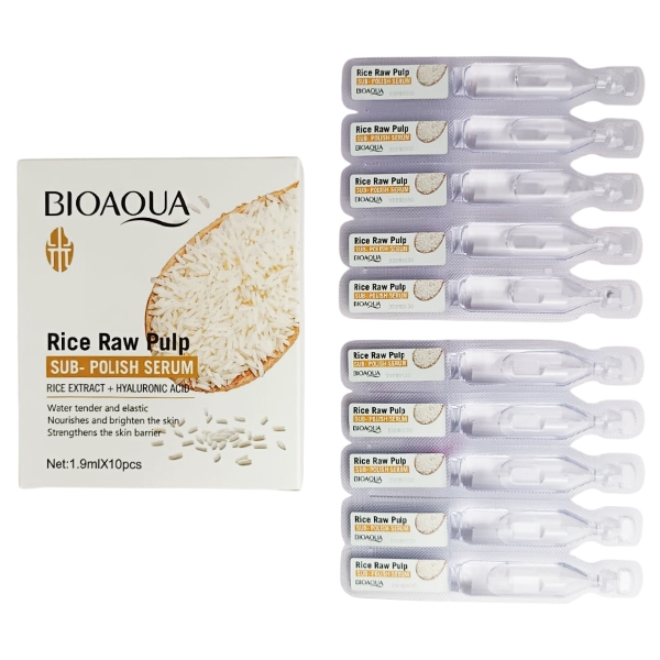 Ampolla facial en set con extracto de arroz blanqueador e hidrantante de Bioaqua