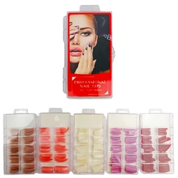 [549104G] Kit de uñas postizas de colores surtidos Professional Nail Tips 100 piesas
