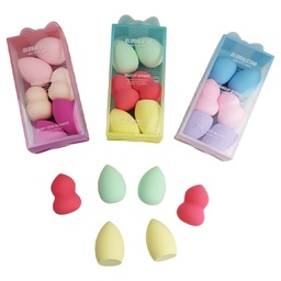 [6973578912317] Kit de esponjas aplicadoras de maquillaje 6 piezas en 3 presentaciones de Globalstar