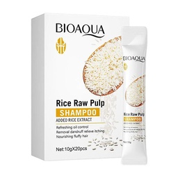 [6975239996520] Shampoo de extracto de arroz en sobres caja de 20 unidades Bioaqua