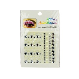 [6958653321239] Perlas adhesivas para rostro plateadas y blancas - 3D Nail Art