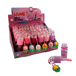 [6971605292494] Brillo labial con llavero de flores - HuxiaBeauty