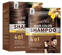 [6974784012488] Caja de 10 sobres de shampoo con tinte en tono café - Sadoer