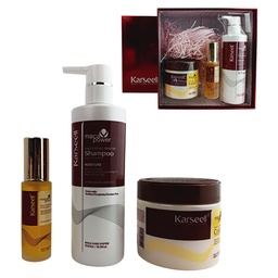 [4897110036106] Set Reparador Hidratante Karseell Maca Essence, mascarilla capilar de colágeno de 500 ml, champú de 500 ml y Gotas Capilares de 50ml
